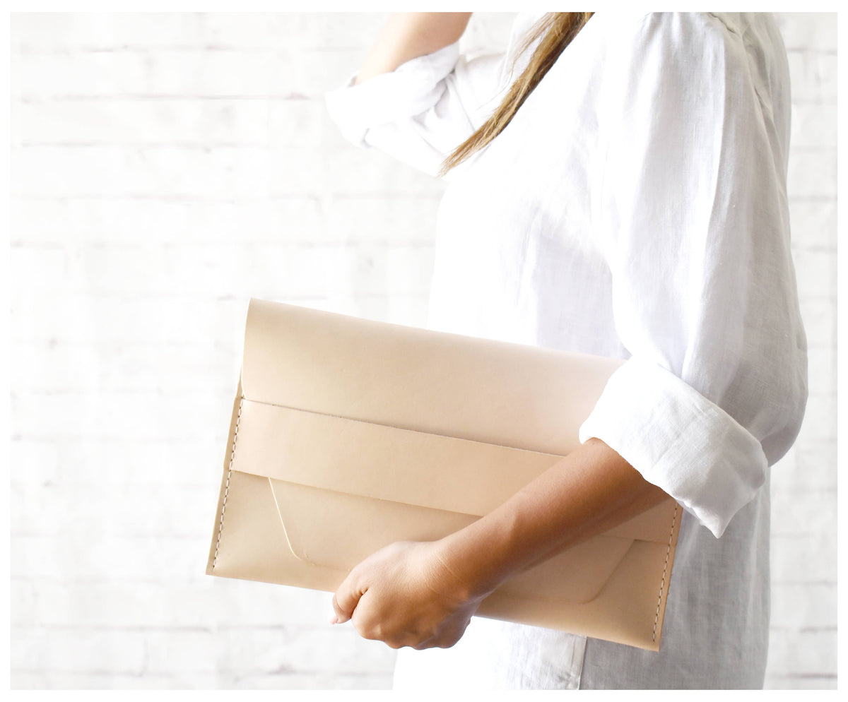Leather Clutch - Tan