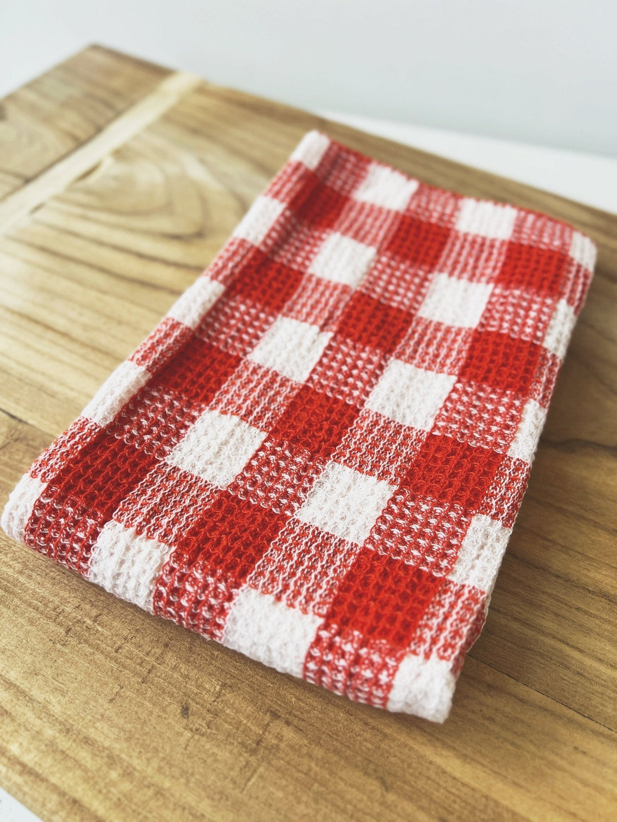 Gingham Waffle Weave Tea Towel