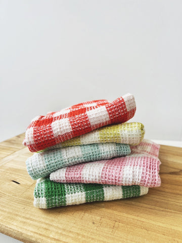 Gingham Waffle Weave Tea Towel