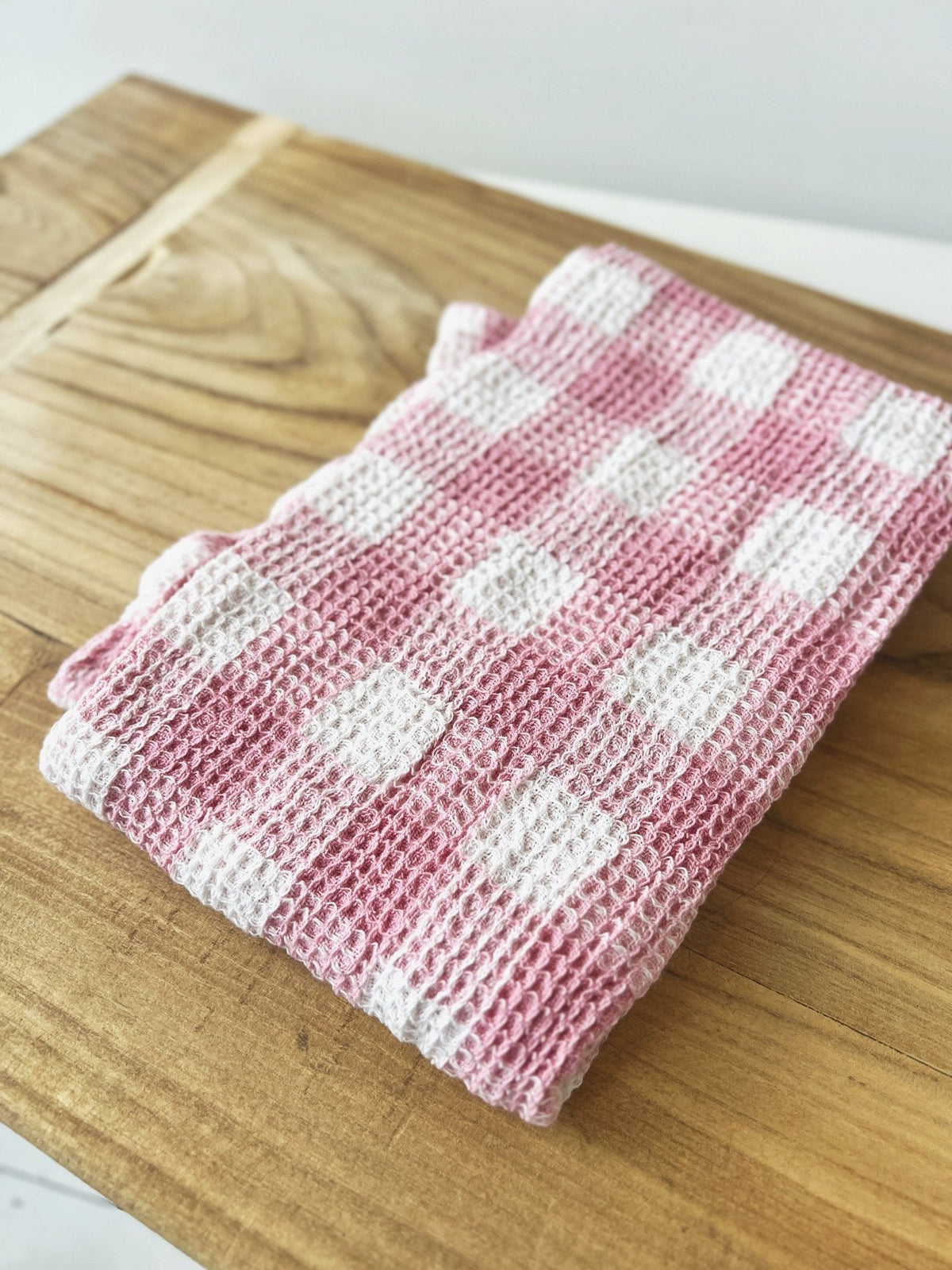 Gingham Waffle Weave Tea Towel