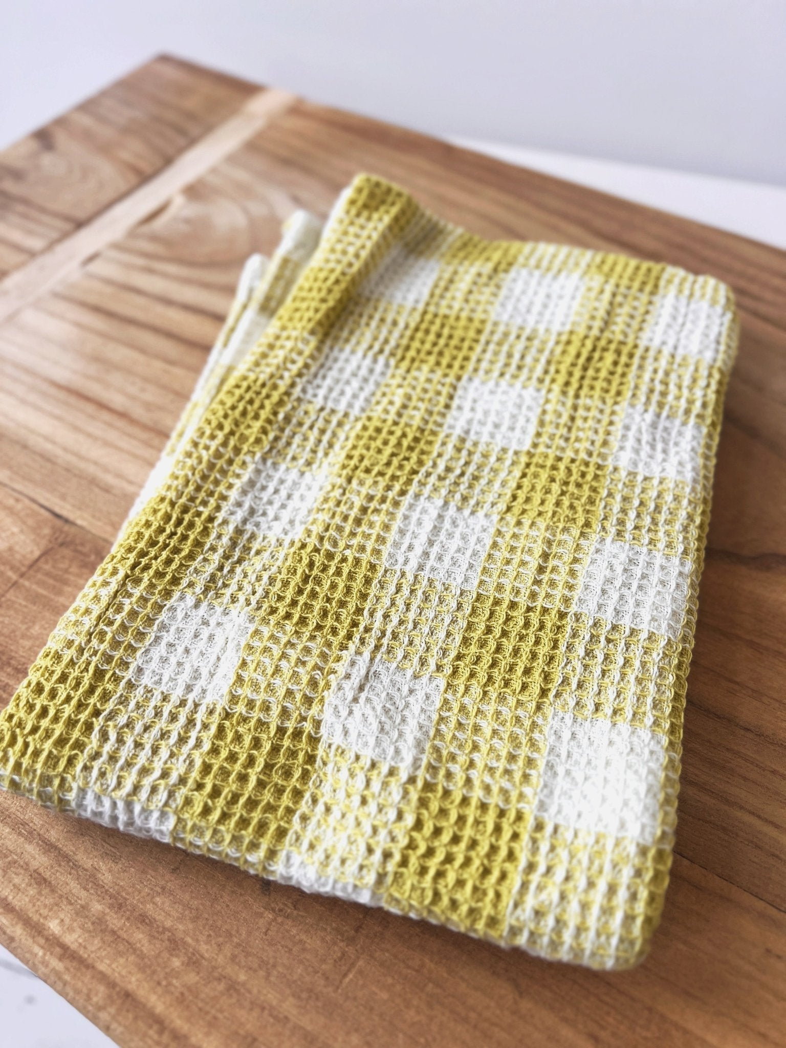 Gingham Waffle Weave Tea Towel