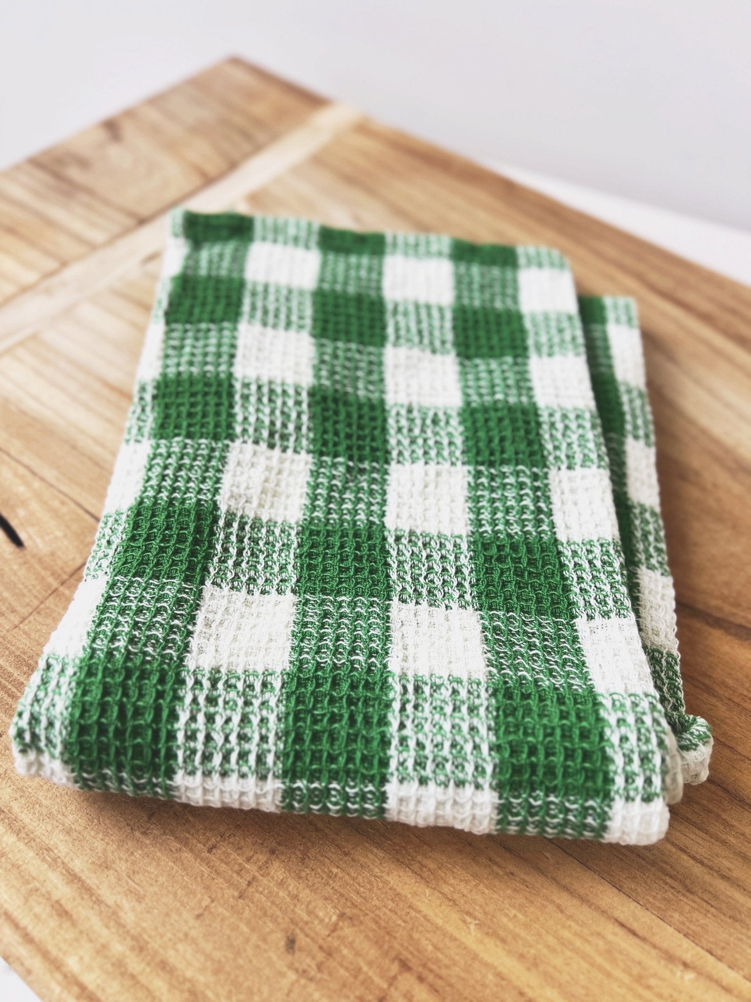 Gingham Waffle Weave Tea Towel