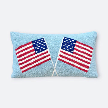 Hooked American Flag Pillow