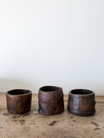 Petite Dark Wood  Bowl/ Planter