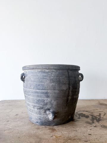 Multi Handled Grey Clay Pot