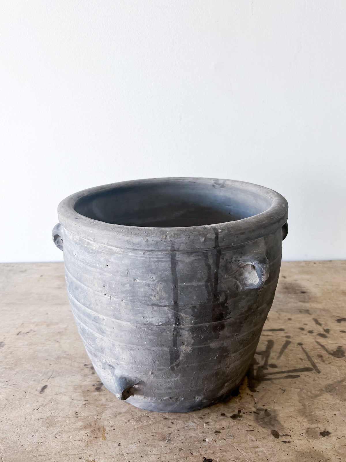 Multi Handled Grey Clay Pot