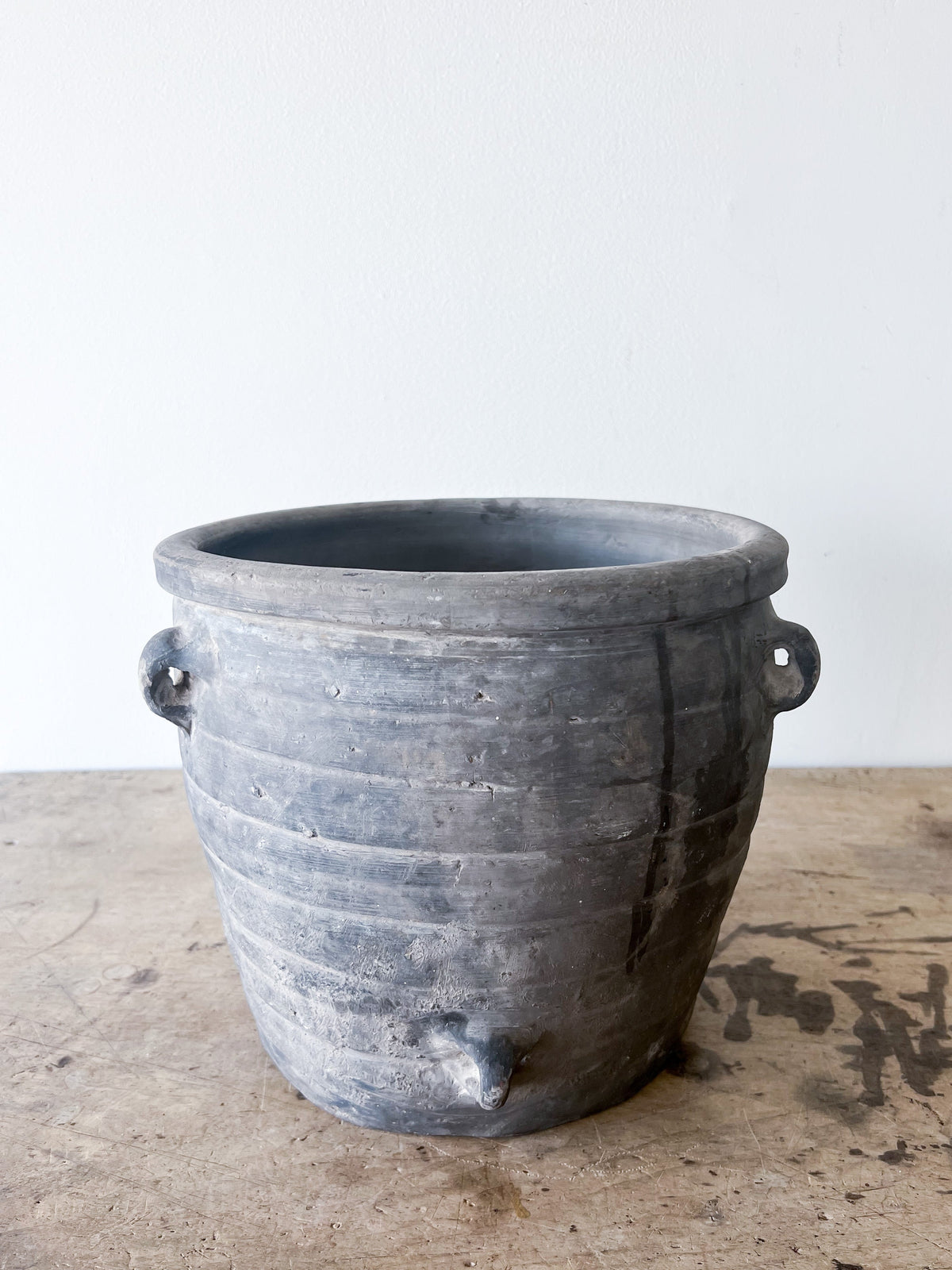 Multi Handled Grey Clay Pot