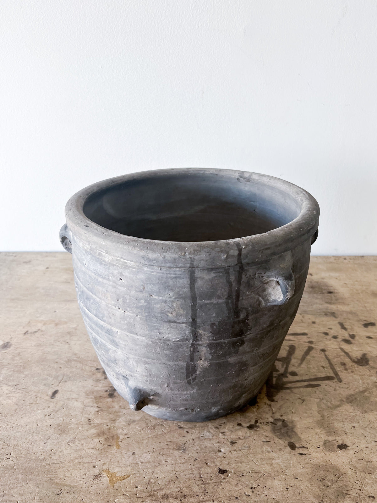 Multi Handled Grey Clay Pot