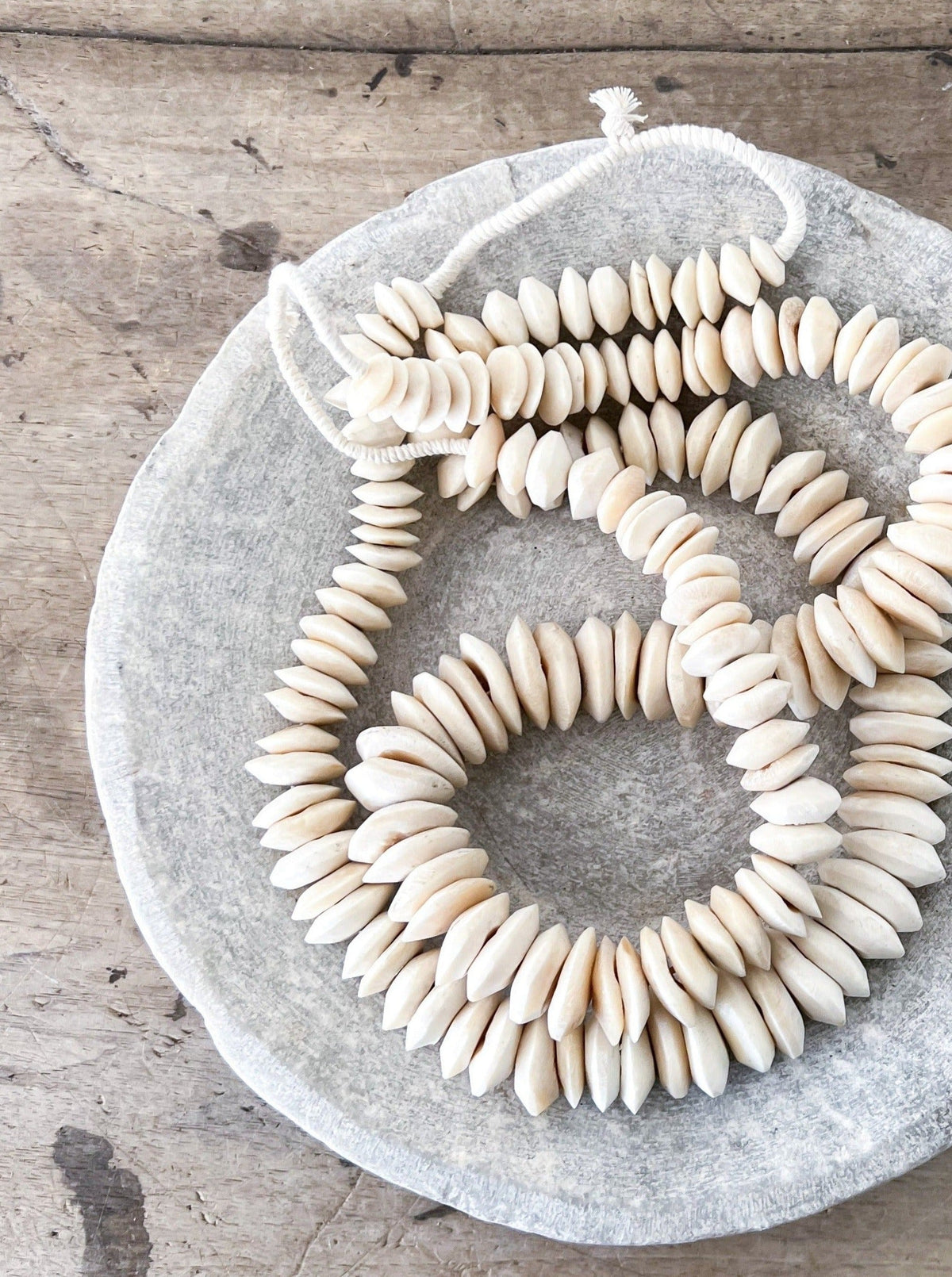 African White Disc Bone Bead