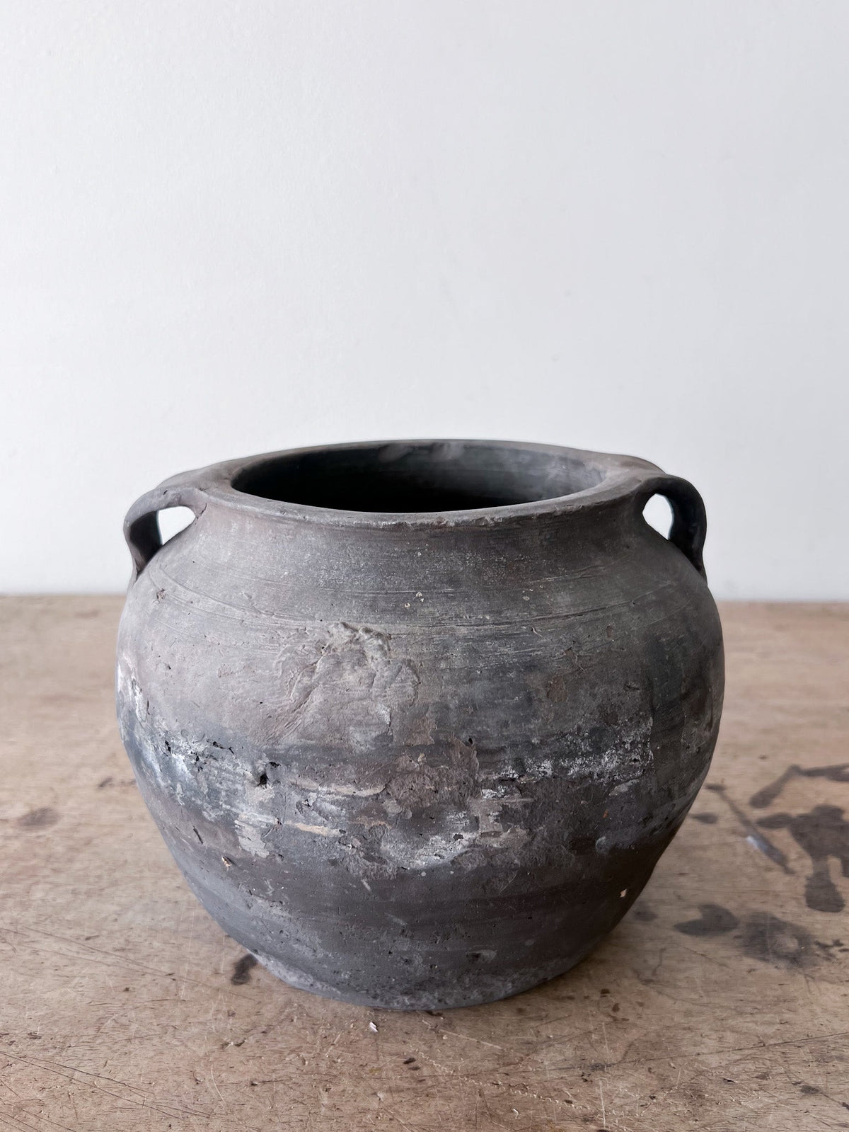 Double Handled Grey Clay Pot- Small