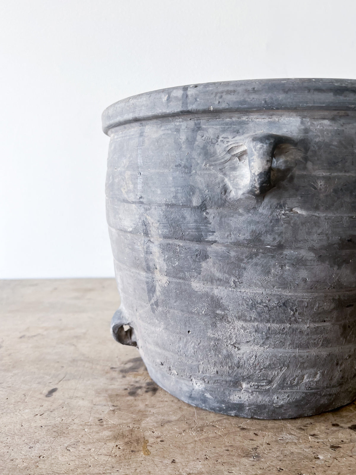 Multi Handled Grey Clay Pot