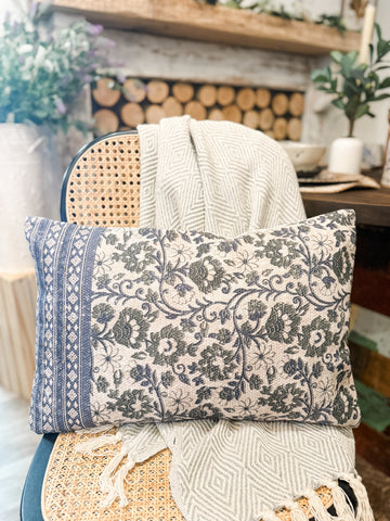 Spring Floral Cotton Lumbar Pillow